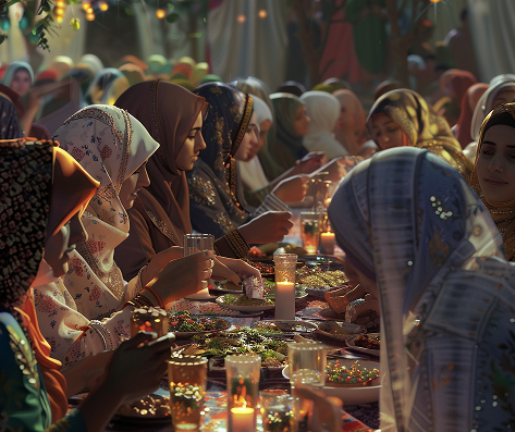 Communal Arabian dining celebration