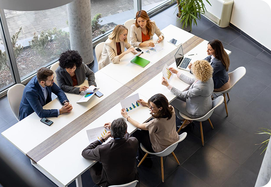 Professionals networking at a business event