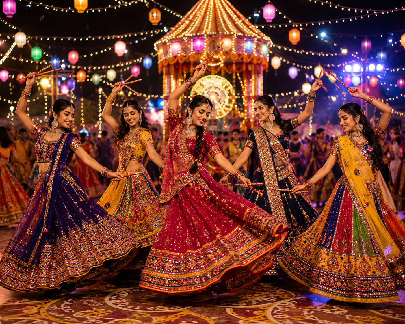 Guests cheering at a Gujarati cultural celebration