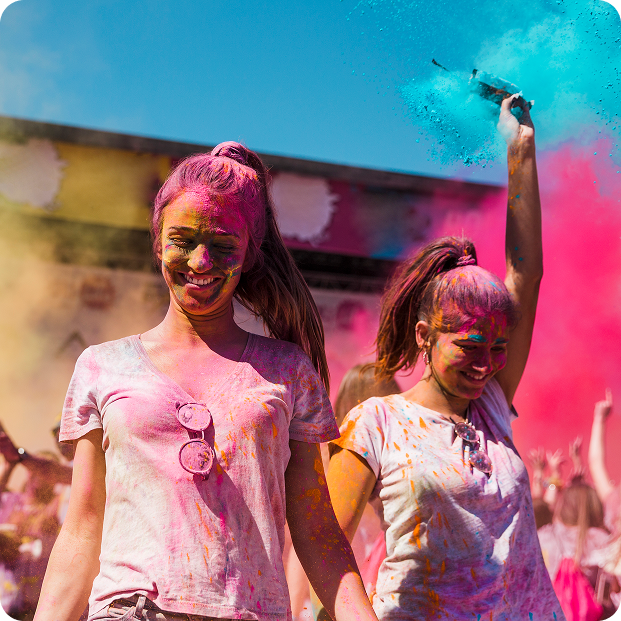People celebrating Holi with colors