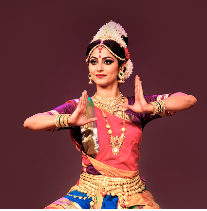 Classical Indian dance performance in traditional attire